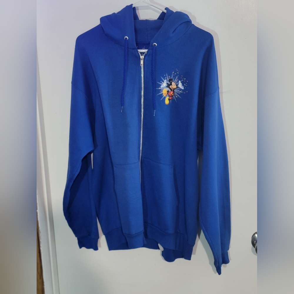 Walt Disney World Mickey Mouse Blue Zip-up Hoodie Size Large